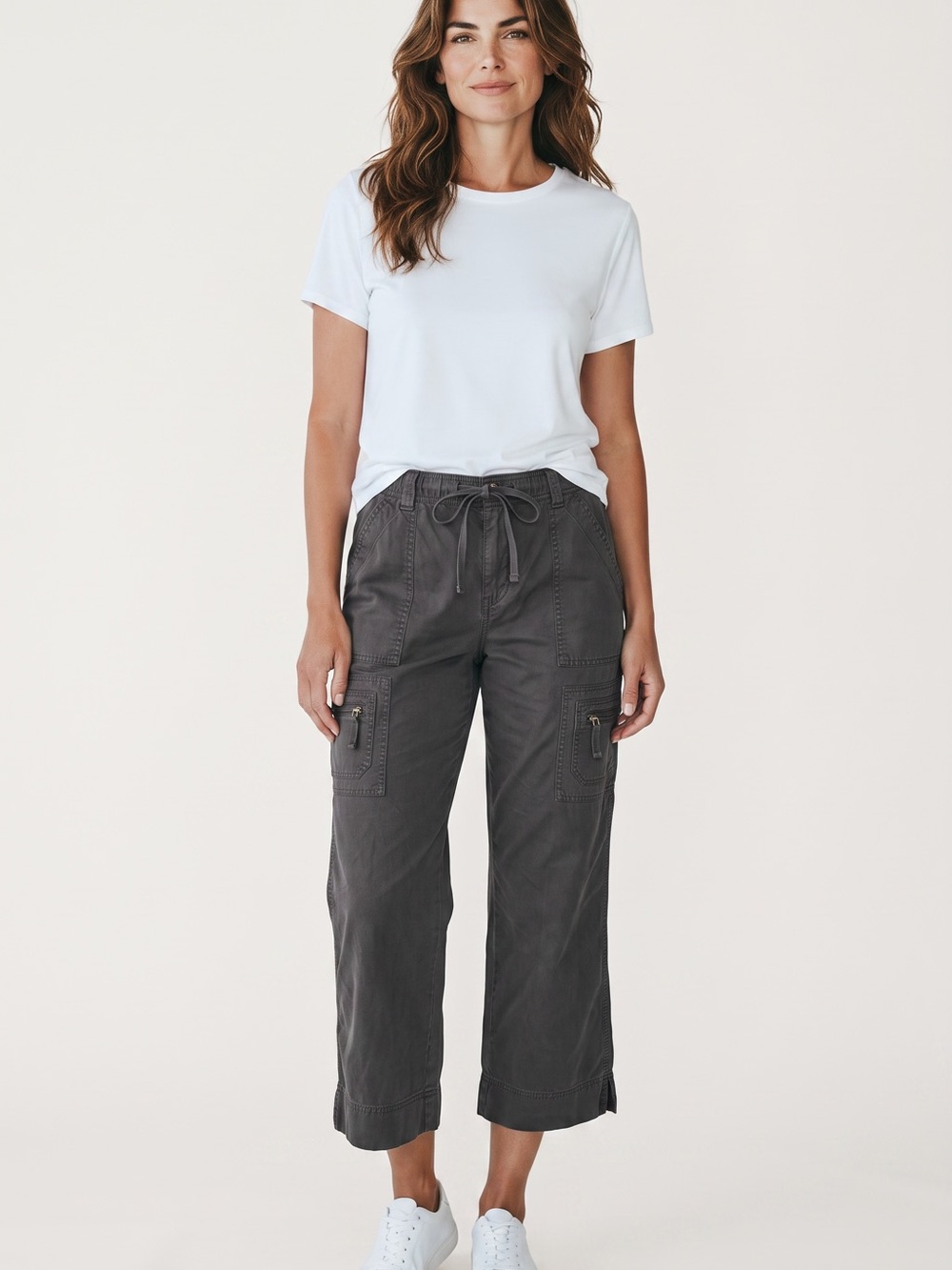 Old Navy Cropped Cargo Drawstring Pants - black  100% cotton